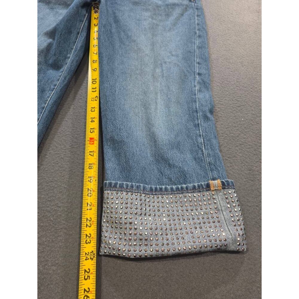 Anthropologie Pilcro Lonnie Y2K Cuffed Crop Jeans Womens 31 Blue Sparkle A010609 - Picture 14 of 16